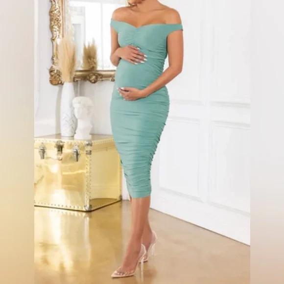 Dresses | Mint Green Midi Maternity Dress | Poshmark